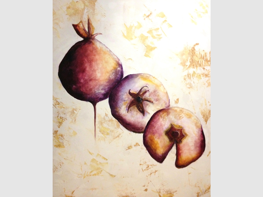 Rose Hips II, mixed media 120x100cm - SOLD